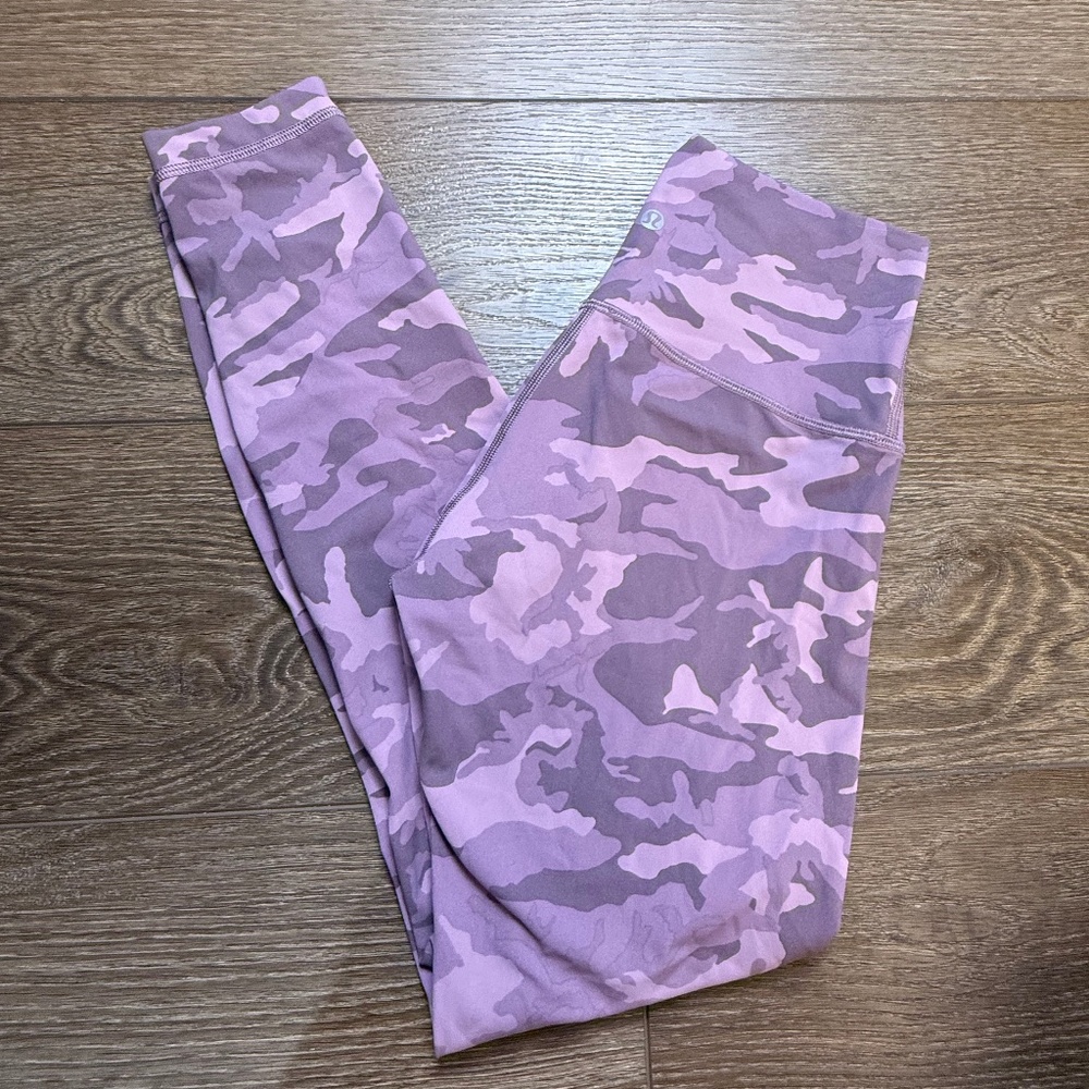 Lululemon Wunder Under High-Rise Tight 25" Full-On Luxtreme, Pink Camo, Sz 4